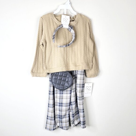 Rachel Zoe Littles 4-Piece Set – Plaid Skirt, Quilted Bag, Cable-Knit Top & Head - Picture 1 of 13